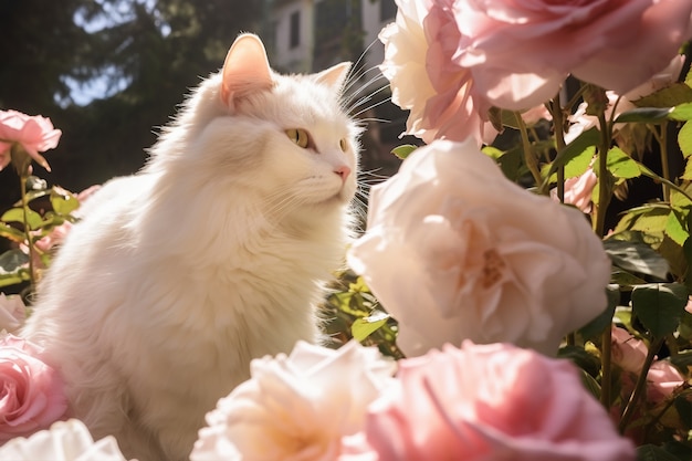 Free photo adorable cat relaxing outdoors