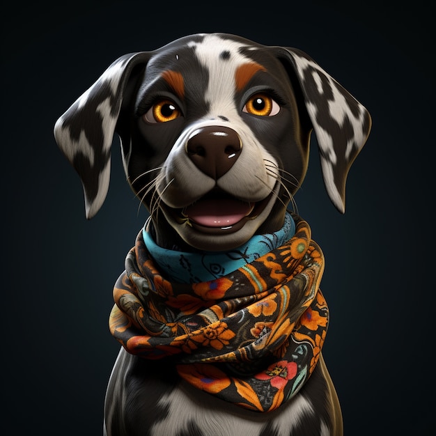 Free photo adorable dog with scarf in studio