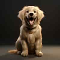 Free photo adorable golden retriever dog in studio