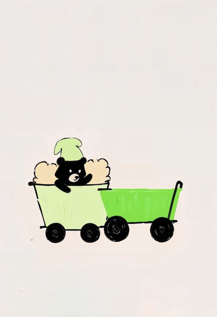 Free Photo adorable illustration of animal in cart