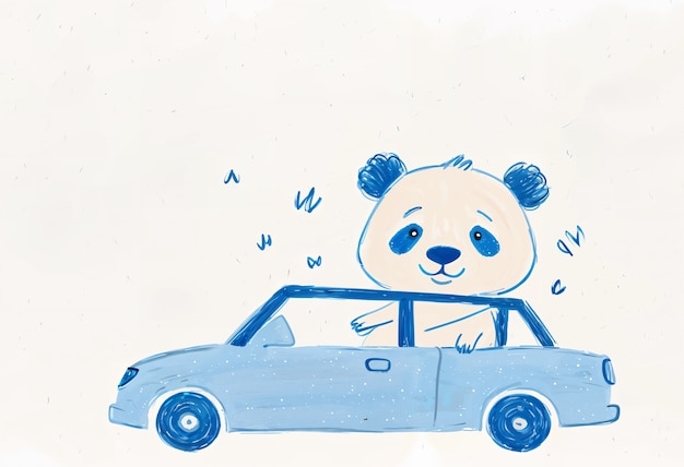 Free Photo adorable illustration of animal driving car