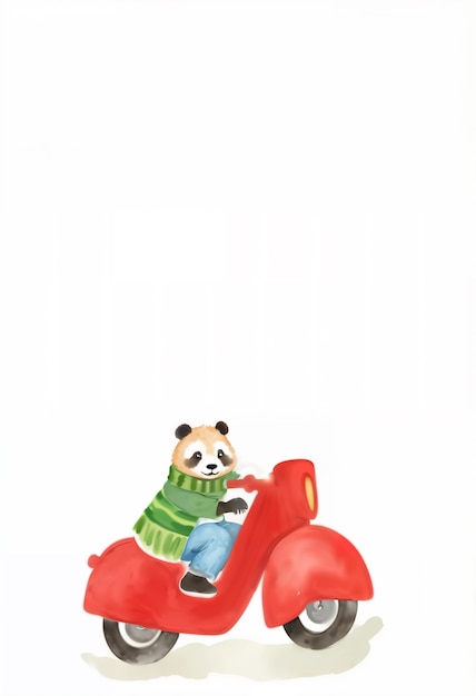 Free photo adorable illustration of animal driving scooter