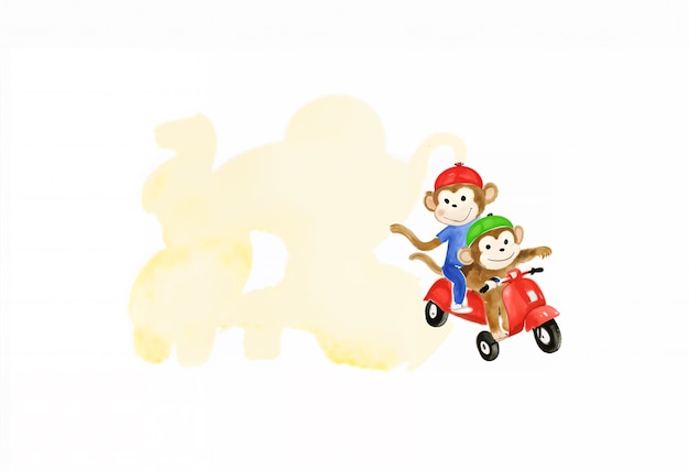 Free Photo adorable illustration of animal driving scooter