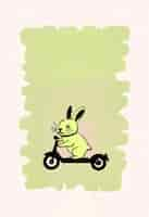 Free photo adorable illustration of animal driving scooter