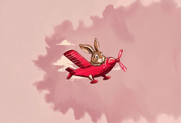 Free photo adorable illustration of animal on plane