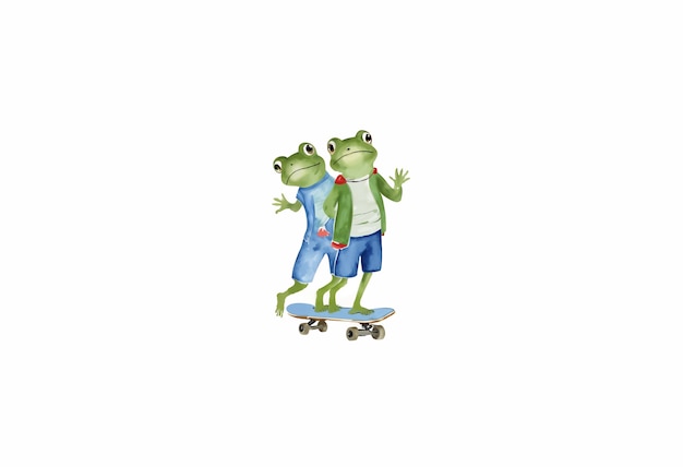 Free Photo adorable illustration of animal on skateboard