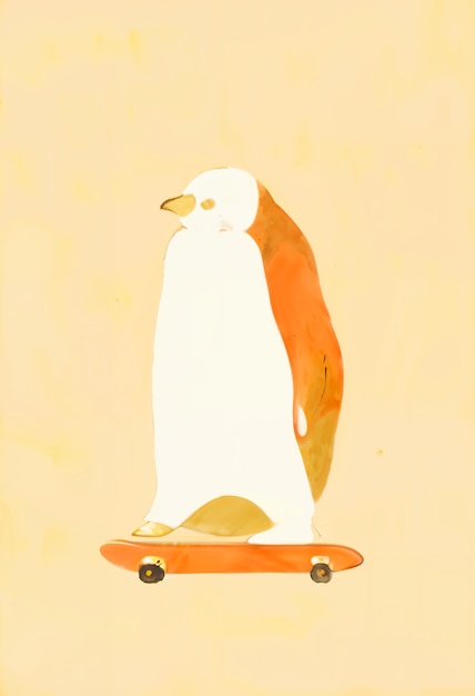 Free photo adorable illustration of animal skateboarding