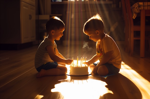 Adorable kid playing with shadows