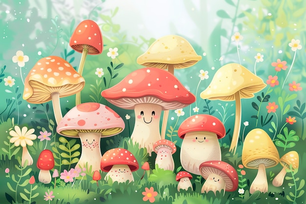 Adorable mushroom illustration