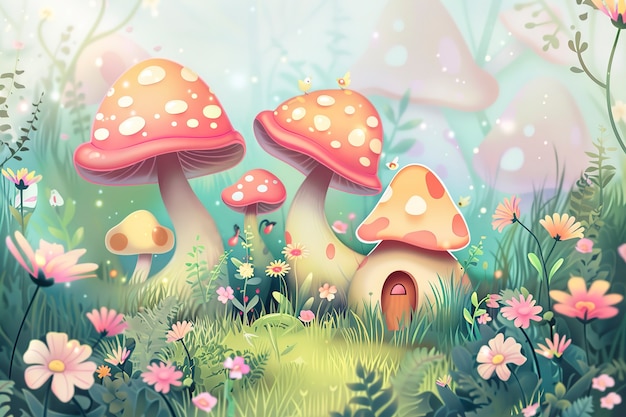 Adorable mushroom illustration