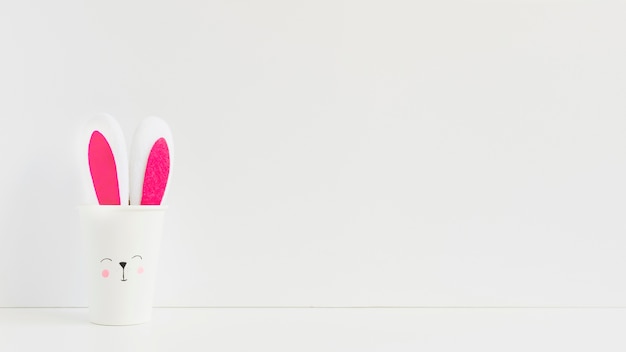 Adorable paper cup with bunny ears