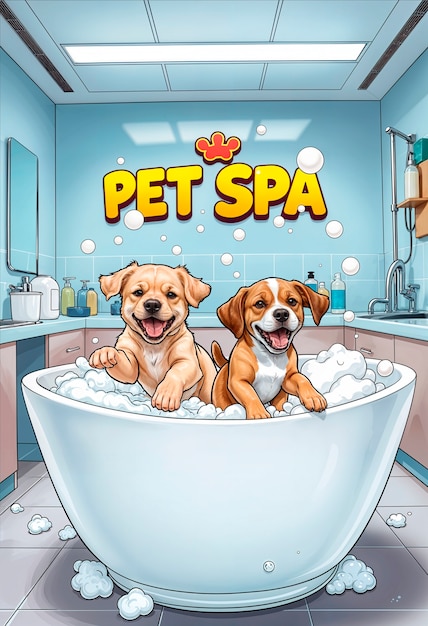 Free photo adorable pet enjoying a spa day illustration