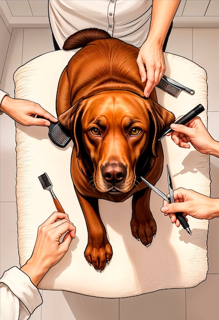 Adorable pet enjoying a spa day illustration