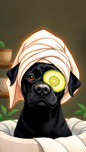 Free photo adorable pet enjoying a spa day illustration