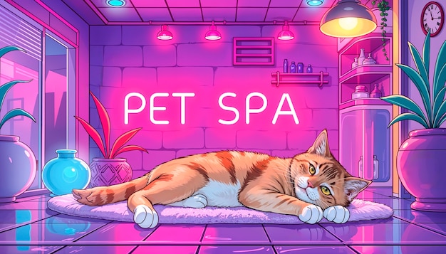 Free Photo adorable pet enjoying a spa day illustration