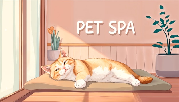 Free Photo adorable pet enjoying a spa day illustration