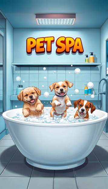 Adorable pet enjoying a spa day illustration