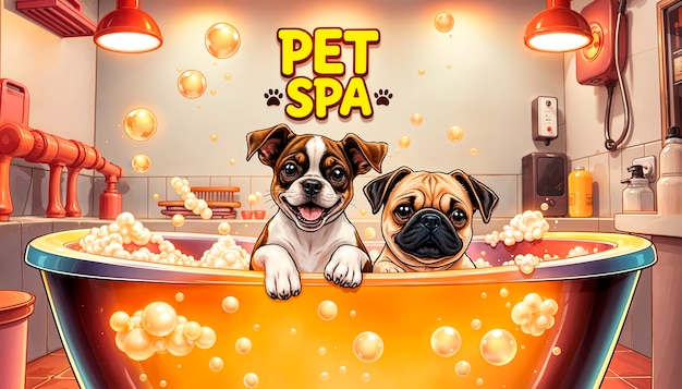 Free Photo adorable pet enjoying a spa day illustration