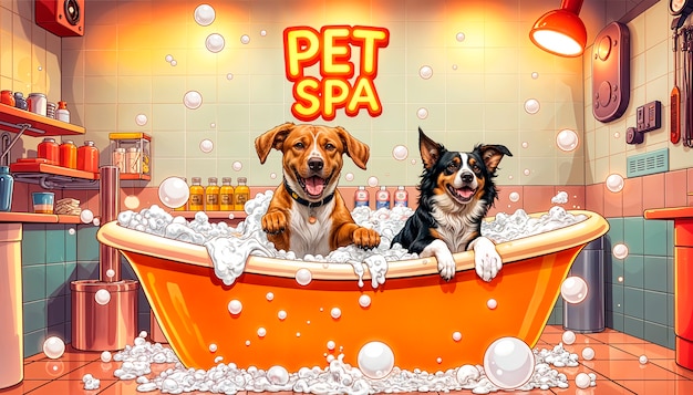 Free Photo adorable pet enjoying a spa day illustration