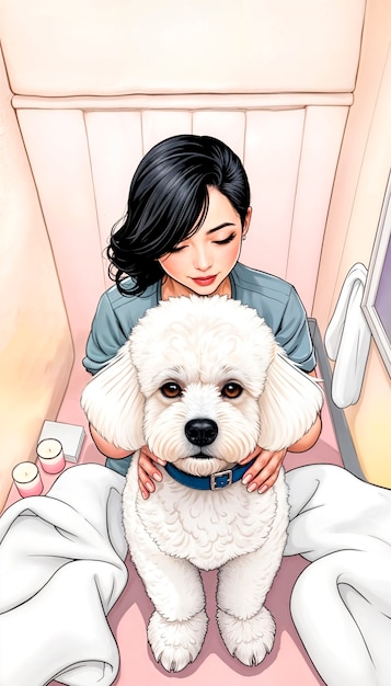 Free Photo adorable pet enjoying a spa day illustration