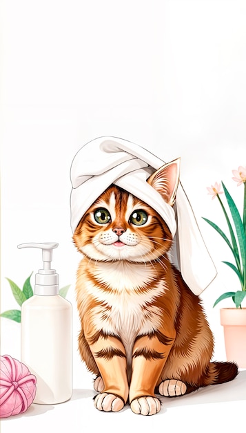 Free Photo adorable pet enjoying a spa day illustration