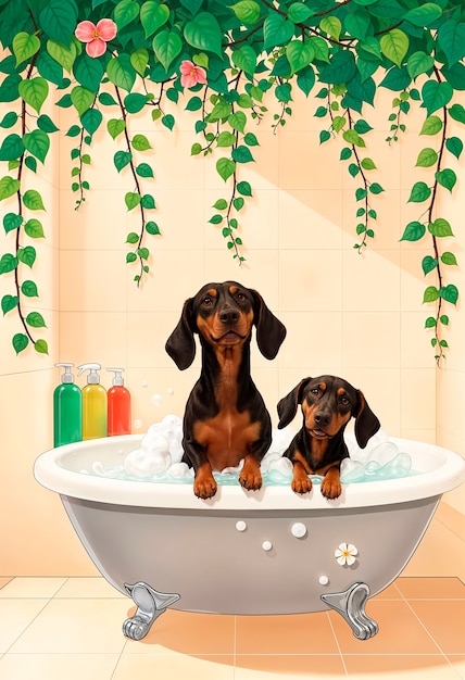 Free Photo adorable pet enjoying a spa day illustration