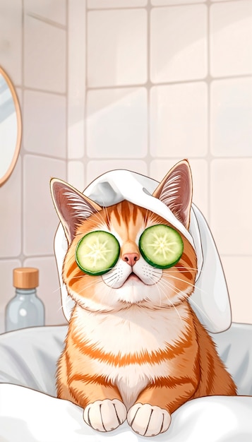 Free Photo adorable pet enjoying a spa day illustration