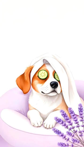 Free Photo adorable pet enjoying a spa day illustration