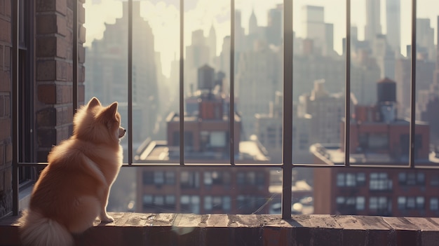 Adorable portrait of pomeranian dog