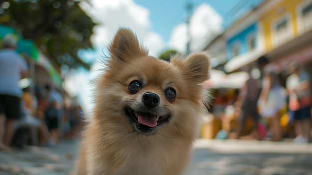 Adorable portrait of pomeranian dog