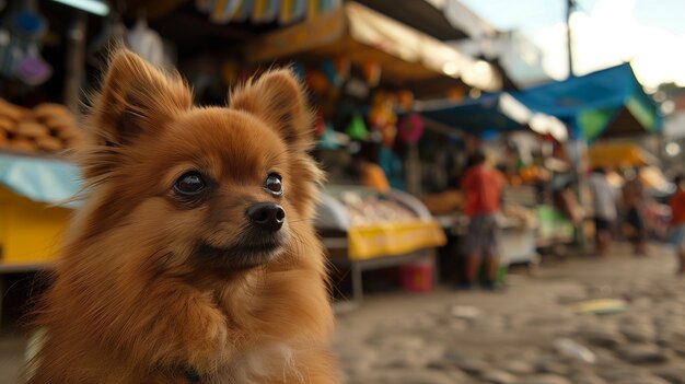 Adorable portrait of pomeranian dog