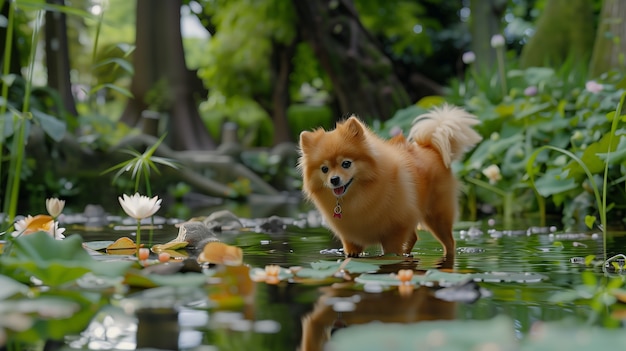 Adorable portrait of pomeranian dog