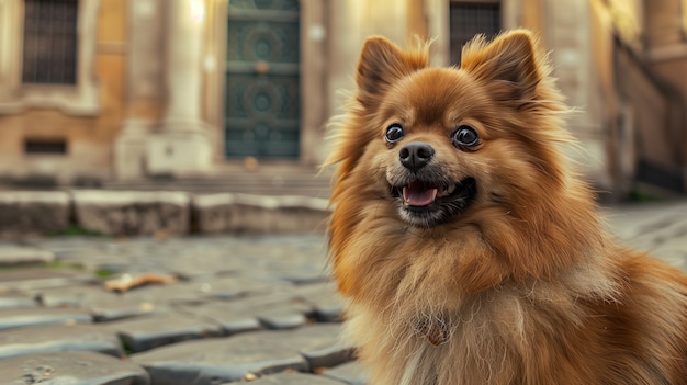 Adorable portrait of pomeranian dog