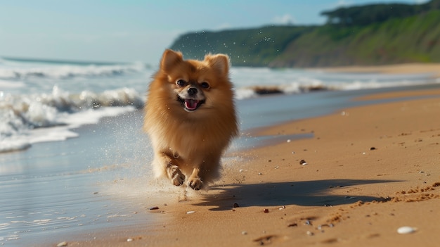 Adorable portrait of pomeranian dog