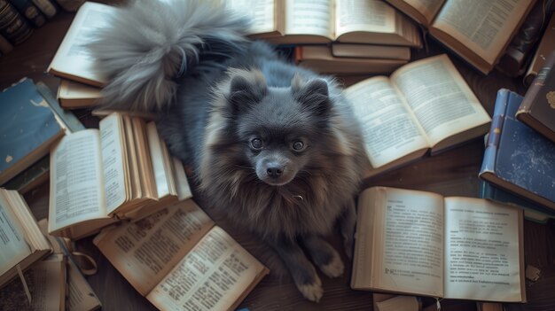 Adorable portrait of pomeranian dog