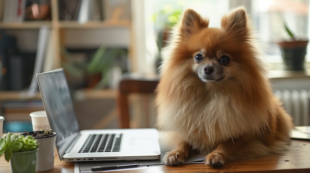 Adorable portrait of pomeranian dog