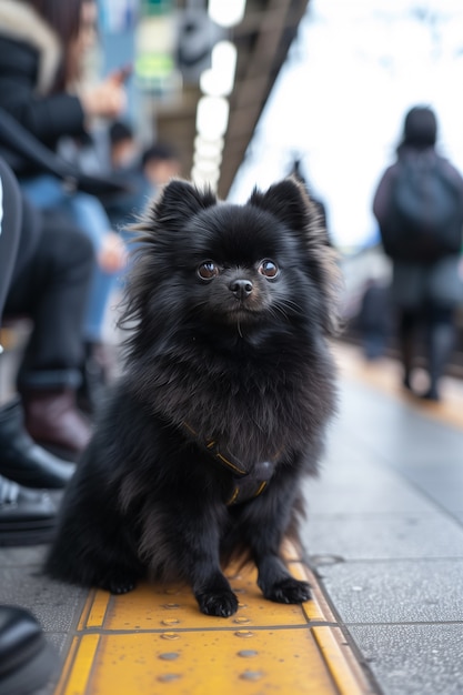 Adorable portrait of pomeranian dog