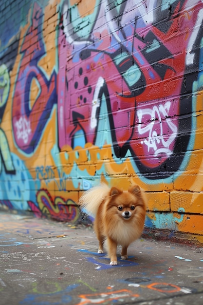 Adorable portrait of pomeranian dog