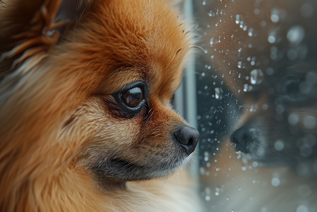 Adorable portrait of pomeranian dog