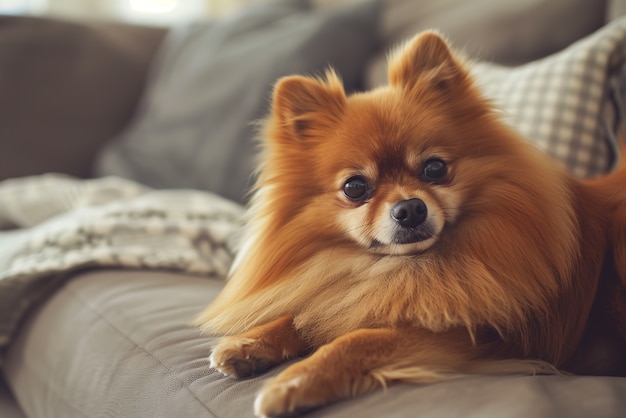 Adorable portrait of pomeranian dog