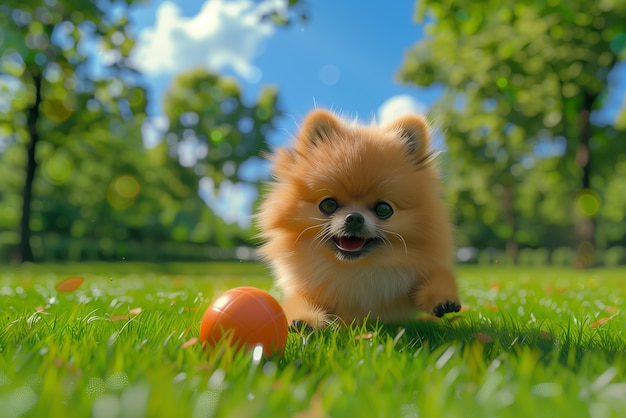 Free Photo adorable portrait of pomeranian dog