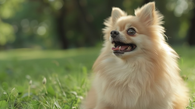 Adorable portrait of pomeranian dog