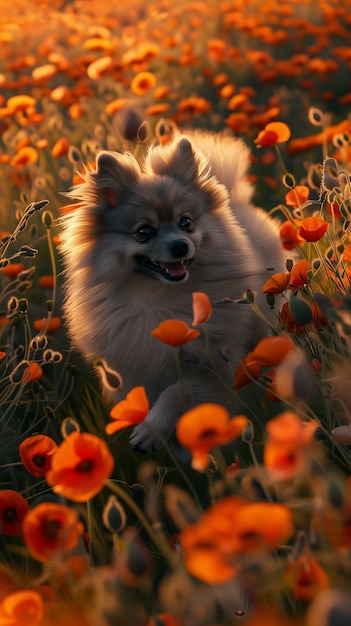 Adorable portrait of pomeranian dog