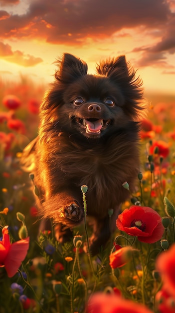 Adorable portrait of pomeranian dog