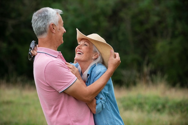 Adorable senior couple having some quality time outdoors