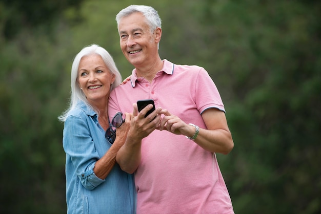 Adorable senior couple having some quality time outdoors