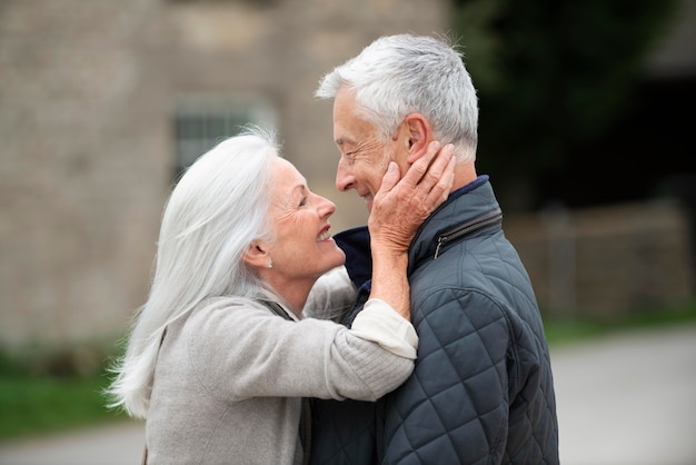 Adorable senior couple having some quality time outdoors