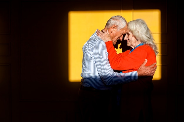 Adorable senior man and woman in love