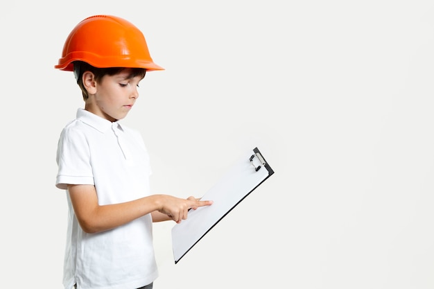 Adorable young child with safety helmet