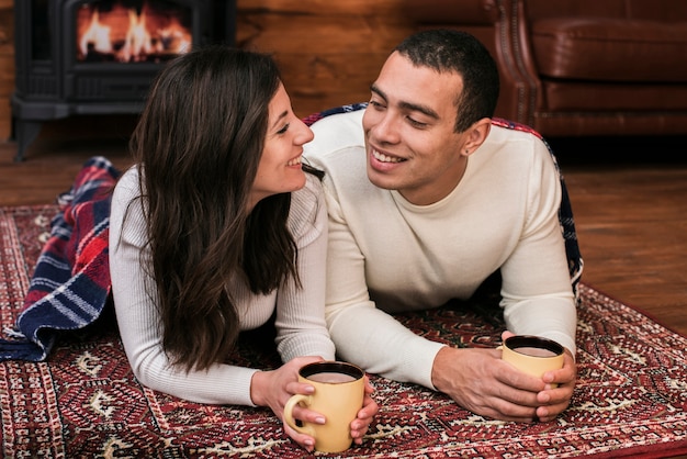 Free photo adorable young couple in love